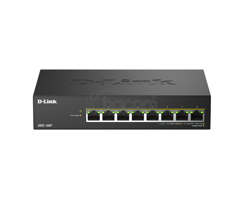 D-Link DMS-108P/E, 8x 2.5G PoE, Unmanaged Switch, Metal DMS-108P/E D-Link DMS-108P/E, 8x 2.5G PoE, Unmanaged Switch, Metal DMS-108P/E