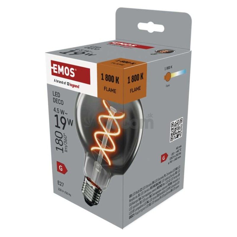 LED žiarovka DECO SMOKED G95 / E27 / 4,5 W (19 W) / 180 lm / flame Z52311 LED žiarovka DECO SMOKED G95 / E27 / 4,5 W (19 W) / 180 lm / flame Z52311