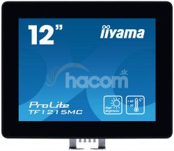 12 "iiyama TF1215MC-B1: IPS, XGA, Capacitive, 10P, 540cd / m2, VGA, DP, HDMI, IP65, Ball Drop, ierny TF1215MC-B1