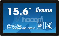 15,6 "iiyama TF1634MC-B8X: IPS, FullHD, Capacitive, 10P, 450cd / m2, VGA, DP, HDMI, IP65, ierny TF1634MC-B8X