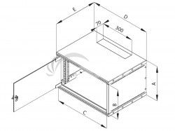 19 "rozvdza jednodl.12U / 400mm FLAT-PACK plech.dv. RXA-12-CS4-CAX-A1