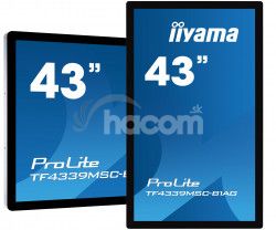 43 "iiyama TF4339MSC-B1AG: AMVA, FullHD, Capacitive, 12P, 400cd / m2, VGA, HDMI, DP, 24/7, IP54, ierny TF4339MSC-B1AG