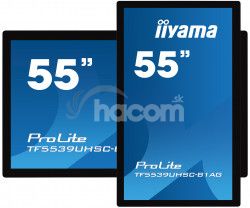 55 "iiyama TF5539UHSC-B1AG: IPS, 4K, Capacitive, 15P, 500cd / m2, VGA, HDMI, DP, 24/7, IP54, ierny TF5539UHSC-B1AG
