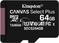 64GB microSDXC Kingston Canvas Select Plus A1 CL10 100MB/s bez adaptra SDCS2/64GBSP