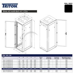 Stoj.rack 42U 600x800 �ierny, zadn� kryt sito 80%