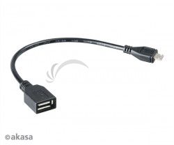 AKASA - USB kbel OTG - mikro USBna USB - 15 cm AK-CBUB25-15BK
