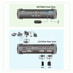 ATEN 2port DVI KVMP USB hub, audio, 1.2m CS-1762A