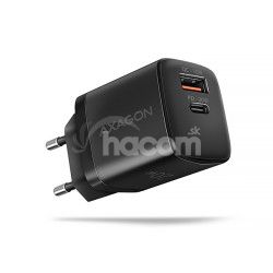 AXAGON ACU-PQ20 nabjaka do siete 20W, 2x port (USB-A + USB-C), PD3.0/PPS/QC4+/AFC/Apple, ierna ACU-PQ20