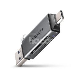 AXAGON CRE-DAC, USB-C + USB-A, 5 Gbps - MINI taka kariet, 2-slot & lun SD/microSD, podpora UHS-I CRE-DAC