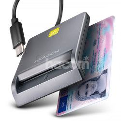 AXAGON CRE-SM3TC, USB-C FlatReader taka kontaktnch kariet Smart card (eObanka), kbel 1.2m CRE-SM3TC