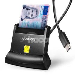AXAGON CRE-SM4NC, USB-C ��ta�ka kontaktn�ch kariet Smart Card (eOb�anka), stojankov�, k�bel 1,2 m CRE-SM4NC