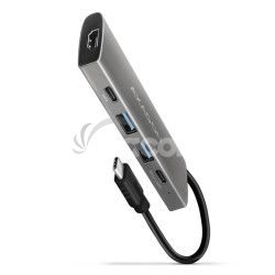AXAGON HMC-5G21, USB 10Gb/s hb, porty 2x USB-A, 2x USB-C, HDMI 4k/30, PD 60W, kbel USB-C 13cm HMC-5G21