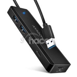 AXAGON HUE-C2A, 4� USB 5Gbps TRAVEL h�b, 2� USB-A + 2� USB-C, USB-C nap�janie, k�bel USB-A 19cm HUE-C2A