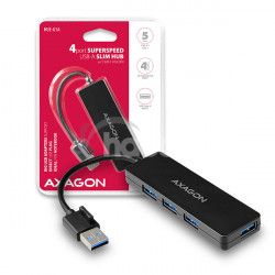 AXAGON HUE-G1A, 4x USB 3.2 Gen 1 SLIM hb, kbel Type-A 14cm napevno HUE-G1A