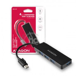 AXAGON HUE-G1C, 4x USB 3.2 Gen 1 SLIM hb, kbel Type-C 14cm napevno HUE-G1C