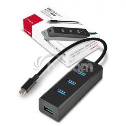 AXAGON HUE-S2C, Type-C 4x USB3.0 CHARGING hb, microUSB napr. konektor HUE-S2C