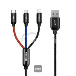 Baseus dtov kbel 3v1 microUSB+Lightning+USB-C 1,2m 3,5A 6953156273948