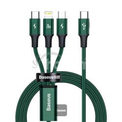 Baseus dtov kbel Rapid 3v1 USB-C/microUSB, Lightning, USB-C 1,5m PD 20W zelen 6953156204300