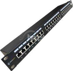 DATAWAY Patch panel 19" 24x RJ45, CAT5E, STP s vyvzovacou litou