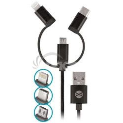 Dtov kbel Forever 3v1 USB/microUSB, Lightning, USB-C 1m 1,5A ierny T_01626