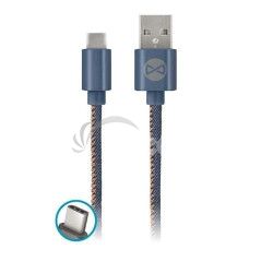 Dtov kbel Forever Jeans USB/USB-C 1m 2A modr T_01629