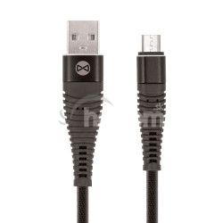 Dtov kbel Forever Shark USB/microUSB 1m 2A textiln ierny GSM036392