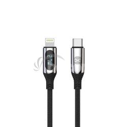 Dtov kbel s LCD Forever USB-C/Lightning 1m 27W ierny GSM171011