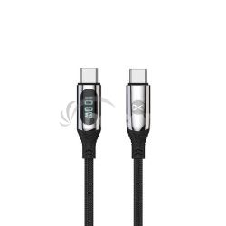 Dtov kbel s LCD Forever USB-C/USB-C 1m 100W ierny GSM171012