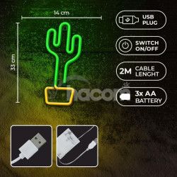 Dekoratvne LED nen Kaktus zelen RTV100211