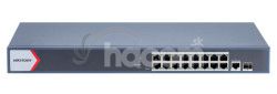 DS-3E1518P-EI 16xGb PoE+1x Gb RJ-45+1xSFP, smart switch, 230W