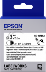 Epson Label Cartridge Heat Shrink Tube (HST) LK-4WBA3 Black/White D3mm (2.5m) C53S654903