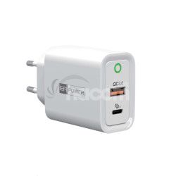 ER POWER 30W PD USB-C/USB-A EU sieov adaptr, biely ERPW30PD2-WH