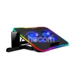 EVOLVEO CoolPro, chladiaca podlo�ka pod notebook, 2x ventil�tor, RGB podsvietenie, �ierna COOLPRO-BK