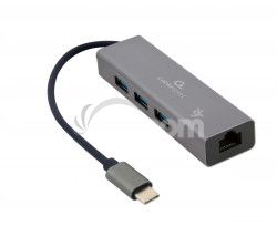 Gembird USB-C GBit adaptr + 3x USB 3.1 A-CMU3-LAN-01