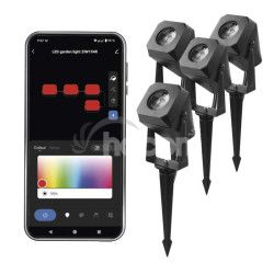 GoSmart vonkajie LED bodov svetlo, tart. sada, 4 diely, 7 W, RGBIC stmievaten, WiFi ZIW194R