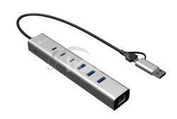 i-tec USB-C/USB-A Metal HUB 6 port (3x USB-C, 3x USB-A), LAN, Power Delivery 85W CAHUBMETAL6LANPD