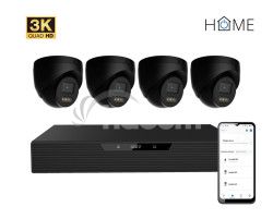 iGET HOME N85P4 - kamerov NVR PoE set 3K rozlenie, 8CH NVR + 4x kamera so zvukom, IR a LED 75020821