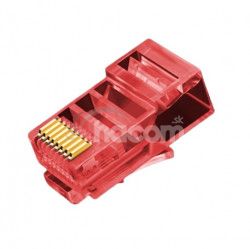 Konektor UTP RJ45 lanko / licna, pozlten 3u, Cat5e, erven, 10ks RJ45 - erven