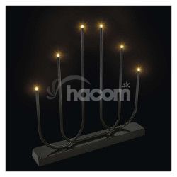 LED svietnik kovov ierny, 40 cm, 2x AA, vntorn, tepl biela DCAW24