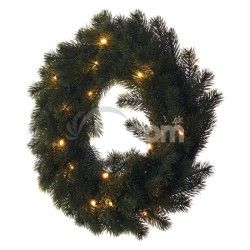 LED vianon veniec, 40 cm, 2x AA, vntorn, tepl biela, asova DCTW05