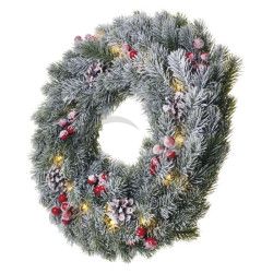 LED vianon veniec zasneen, 38 cm, 2x AA, vntorn, tepl biela, asova DCTW06