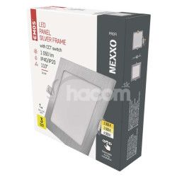 LED vstavan svietidlo NEXXO, tvorec, strieborn, 12W, CCT