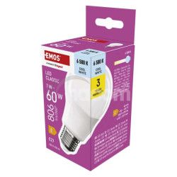 LED iarovka Classic A60 / E27 / 7 W (60 W) / 806 lm / Studen biela ZQ5E44