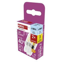 LED �iarovka Classic JC / G9 / 4,2 W (40 W) / 470 lm / Studen� biela / 2 ks 2ks ZQ9E24.2