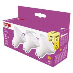 LED iarovka Classic MR16 / GU10 / 3 W (32 W) / 345 lm / Tepl biela 3ks ZQ8E12.3