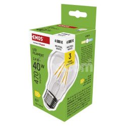 LED iarovka Filament A60 / E27 / 3,4 W (40 W) / 470 lm / Neutrlna biela ZF5D23