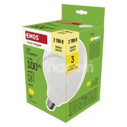 LED iarovka Filament G125 / E27 / 11 W (100 W) / 1521 lm / Tepl biela ZF2D62
