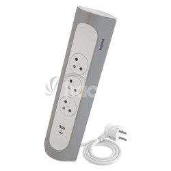 Legrand predlovac kbel 1 m / 3 zsuvky / s USB / hlink-biela / PVC / 1,5 mm2 L049406