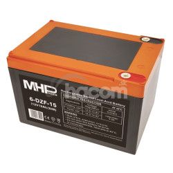 MHPower 6-DZF-15 Trakn gelov batria 12V/15Ah, Terminl D1 - M5, Deep Cycle 6-DZF-15