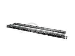 PATCH PANEL 24 PORTOV 0,5 U 19?? CAT.5E UTP �IERNY LA PPU5-0024-B